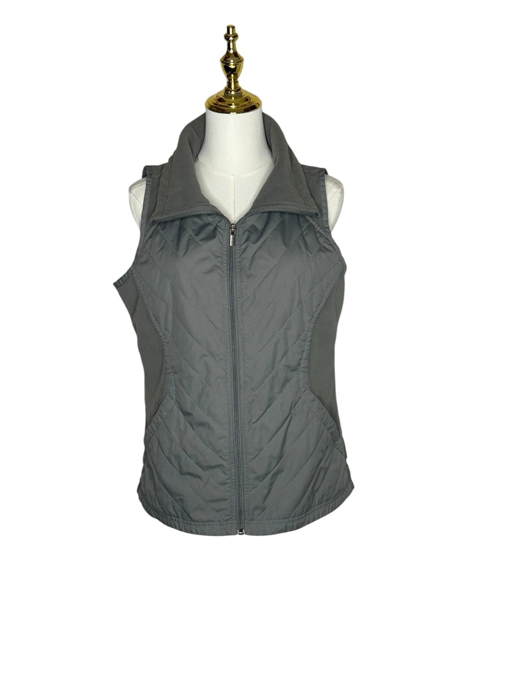 Columbia Mix It Around Gorpcore Women's Quilted Gray Zip Vest Sz M Trailcore EUC